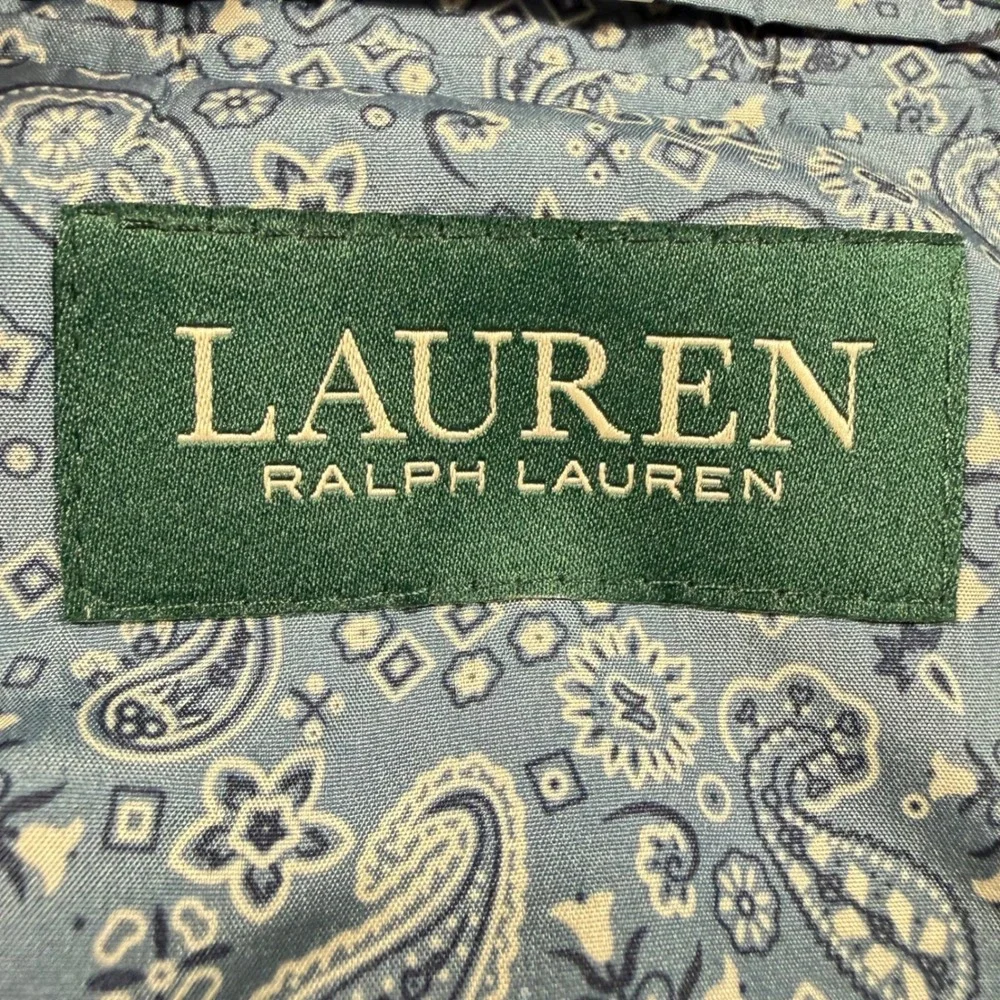 Lauren Ralph Lauren Mens Blazer 42S 100% Linen Paisley Lining Navy Blue EUC